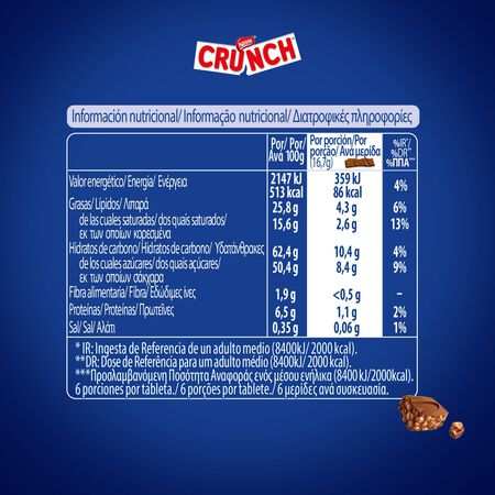 Chocolate con leche sin gluten nestlé 100g Crunch