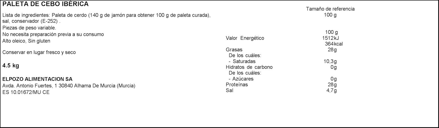 Paleta de cebo 50% ibérica Legado Ibérico 4,5kg