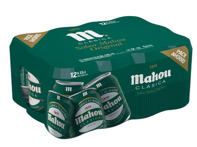 Cerveza rubia Mahou Clásica pack 12 latas 33cl 