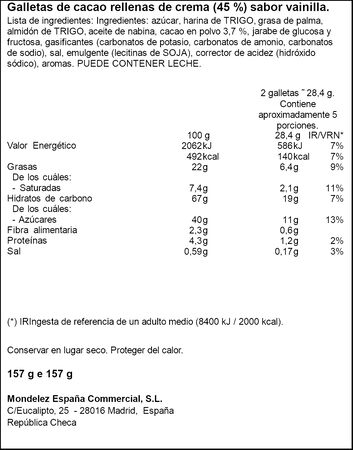 Galleta rellena de doble crema Oreo 157g