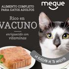 Comida h&uacute;meda gato Meque tarrina rico en vacuno 100g