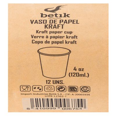 Vaso de papel 120 ml  kraft Betik 12 uds