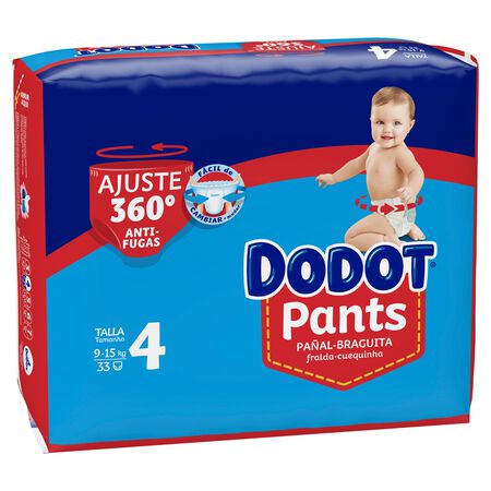 Pañales braga Dodot Pants talla 4 9-15kg 33 uds