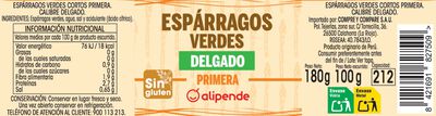 Esp&aacute;rragos verdes calibre delgado Alipende 100g