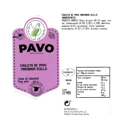 Chuletas de pavo al ajillo