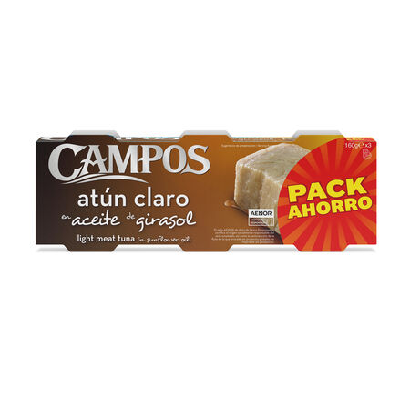 Atún claro en aceite de girasol Campos pack 3