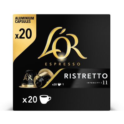 Caf&eacute; espresso ristretto intensidad 11 L&acute;or 20 caps.