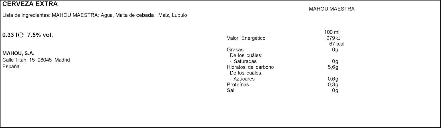 Cerveza tostada Mahou Maestra lata 33cl