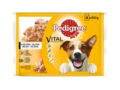 Comida h&uacute;meda perro Pedigree carne mixta pack 4
