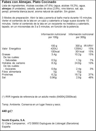 Fabes con almejas de las rias gallegas Litoral 440g