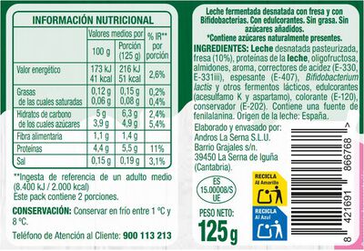 Bifidus 0% alipende con sabor a fresa y frutos del bosque pack 4