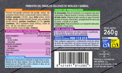 Pimientos del piquillo merluza y gambas Alipende 260g