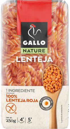 H&eacute;lices de lenteja roja sin gluten Gallo nature 250g