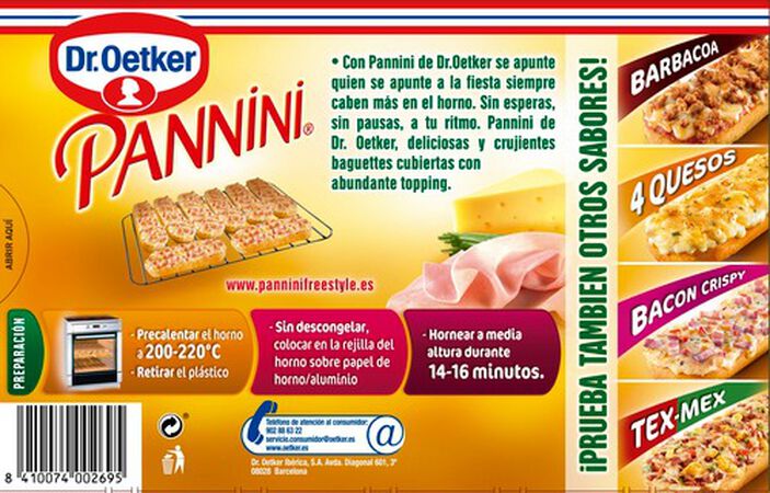 Pannini Dr.Oetker 250g jamón y queso