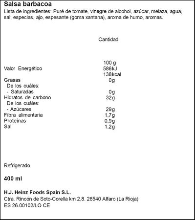 Salsa barbacoa cl&aacute;sica Heinz 400ml