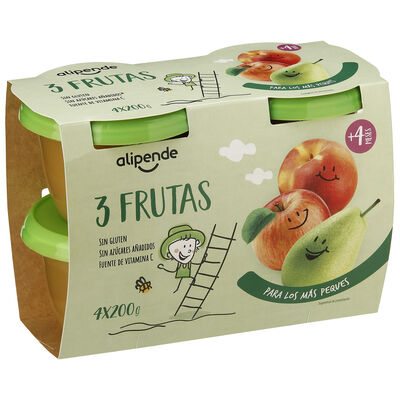 Preparado beb&eacute; Alipende 3 frutas sin gluten desde 4meses pack 4