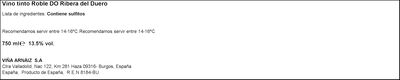 Vino tinto DO Ribera del Duero Mayor de Castilla roble