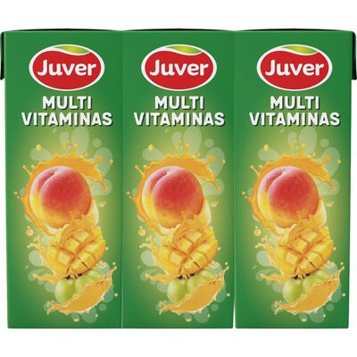 Bebida de zumo multivitaminas a partir de concentrado sin azúcares añadidos pack 3 briks 200 ml