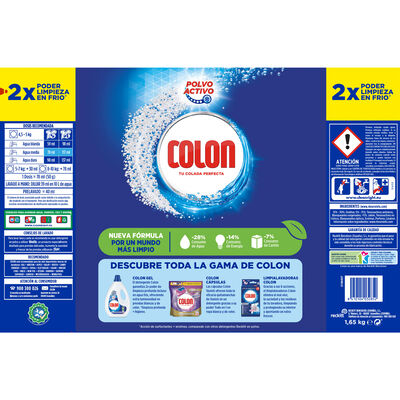Detergente En Polvo Colon 30+3 Lavados  Para Ropa Blanca Y De Color