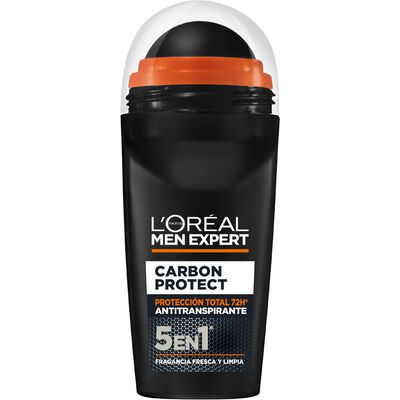 Desodorante en roll-on L'Or&eacute;al men expert 50ml carb&oacute;n protect 5 en 1