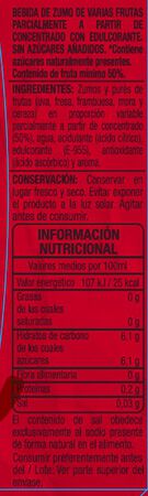 Bebida sin az&uacute;car a&ntilde;adido sabor frutas del bosque Alipende 200 ml