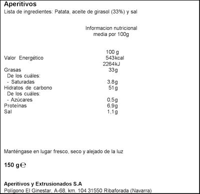 Patatas Fritas Receta 1931 Vicente Vidal Madrid 150g