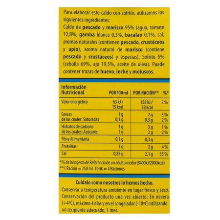 Caldo casero paella fácil con marisco Gallina Blanca 1l