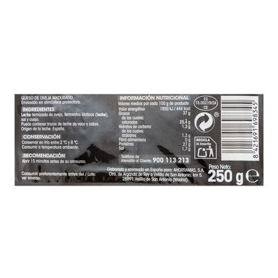 Queso de oveja ya cortado Alipende cu&ntilde;a 250g