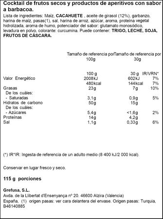 Cóctel de frutos secos mix 5 Mister Corn 115g