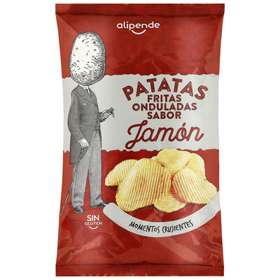 Patatas fritas onduladas sabor jam&oacute;n Alipende 150g