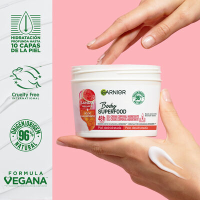 Crema Corporal Garnier 380Ml Con Sandia Y Ácido Hialurónico Piel Deshidratada