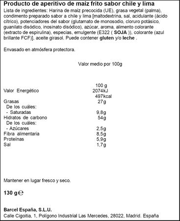 Snacks de ma&iacute;z Takis Blue Heat 130g