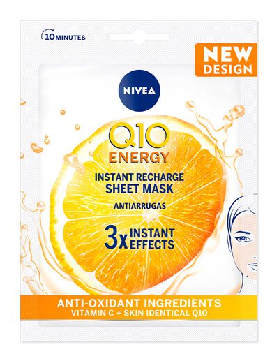 Mascarilla facial de tejido Nivea Q10 energy con vitamina "C"