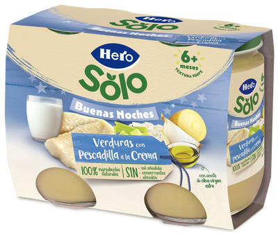 Tarro Hero Solo noche verdura pescadilla desde 8meses pack 2