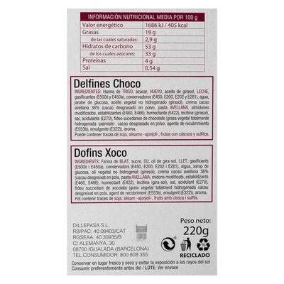 Delfines de chocolate pastelería artesana 240g