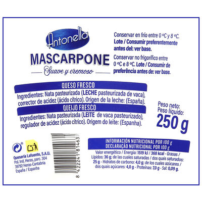 Queso fresco mascarpone Antonella 250gr