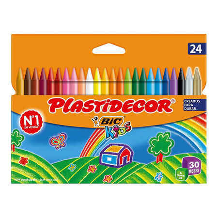 Ceras Plastidecor Bic 24 Unidades Colores