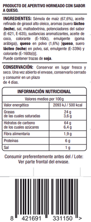 Palitos de ma&iacute;z sin gluten Alipende 105g sabor queso