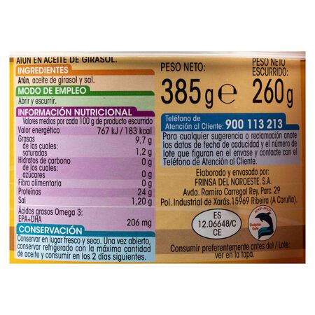 Atún  Alipende 260g en girasol