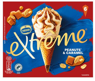 Helado cono extreme con sabor a peanuts y caramel 6 unidades