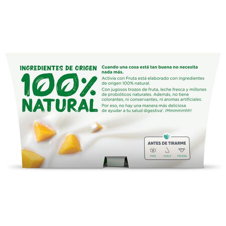 Bífidus probiótico Activia 0% pack 4 melocotón
