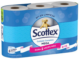 Papel higiénico Scottex 6 rollos mega doble rollo