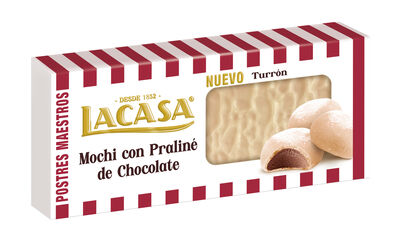 Turr&oacute;n de mochi con pralin&eacute; de chocolate Lacasa 200g