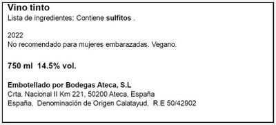 Vino tinto Garnacha 2022 Honoro Vera botella 75cl