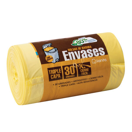 Bolsas de basura Lanta 30 uds reciclado de envases color amarillo