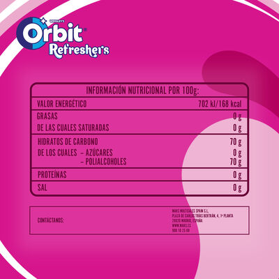 Chicle sin az&uacute;car Refreshers bubblemint Orbit 67g