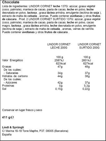 Bombones Lindor Lindt pack especial 411g 2 + 1 GRATIS