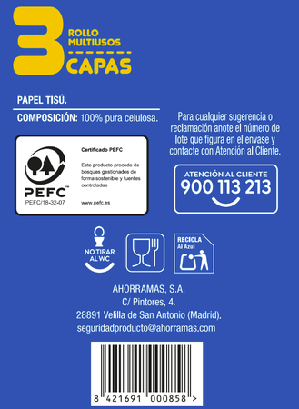 Rollo papel Lanta 3 capas multiusos