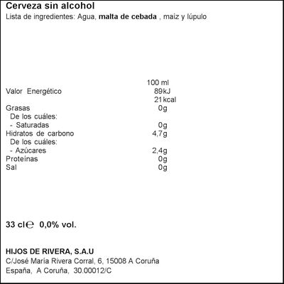 Cerveza 0,0 Estrella Galicia 33cl
