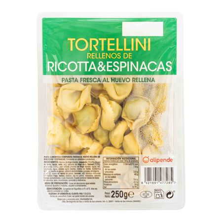 Pasta fresca tortellini relleno de ricota Alipende 250g